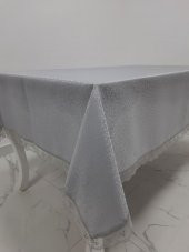 Finezza Paris Jakarlı Kumaş Güpürlü Gri Masa Örtüsü  Dikdörtgen 160*220 cm - 962 thumbnail 4