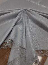 Finezza Paris Jakarlı Kumaş Güpürlü Gri Masa Örtüsü  Dikdörtgen 160*220 cm - 962 thumbnail 5