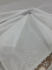 Finezza Paris Jakarlı Kumaş Güpürlü Beyaz Masa Örtüsü 160x220 cm - 965 - 3