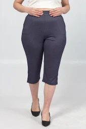 Truva Xxl Büyük Beden Kadın Giyim penye Kot Görünümlü Kapri Renkli Kş012 - 6