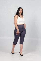 Truva Xxl Büyük Beden Kadın Giyim penye Kot Görünümlü Kapri Renkli Kş012 - 8