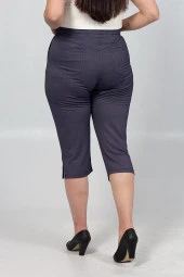 Truva Xxl Büyük Beden Kadın Giyim penye Kot Görünümlü Kapri Renkli Kş012 - 9