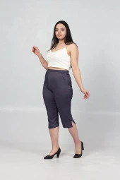 Truva Xxl Büyük Beden Kadın Giyim penye Kot Görünümlü Kapri Renkli Kş012 - 10