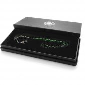 Nipora Ayyıldız Kararmaz Metal Püsküllü Arpa Kesim Süzme Yeşil-Siyah Ateş Kehribar Tesbih thumbnail 3