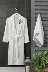 Erkek Havlulu Banyo Bornoz Takımı 100 Pamuklu Bornoz - 2