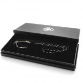 Nipora Ayyıldız Kararmaz Metal Püsküllü Arpa Kesim Mavi-Siyah Sıkma Kehribar Tesbih thumbnail 3