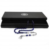 Nipora Ayyıldız Kararmaz Metal Püsküllü Arpa Kesim Lacivert Sıkma Kehribar Tesbih thumbnail 2