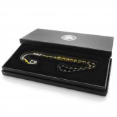 Nipora Ayyıldız Kararmaz Metal Püsküllü Arpa Kesim Süzme Sarı-Siyah Ateş Kehribar Tesbih thumbnail 3