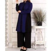Fashion Büyük Beden Dügmeli Kışlık Lacivert Uzun Hırka 4269180 1 - 1