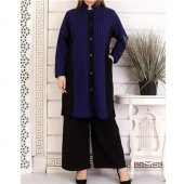 Fashion Büyük Beden Dügmeli Kışlık Lacivert Uzun Hırka 4269180 1 - 3