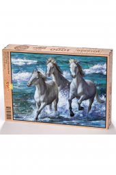 King Of Puzzle Deniz Kenarında Atlar Ahşap Puzzle 1000 Parça - 1