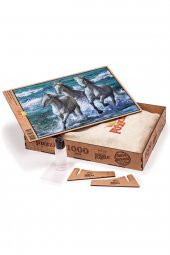 King Of Puzzle Deniz Kenarında Atlar Ahşap Puzzle 1000 Parça - 2