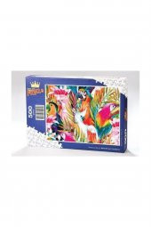 King Of Puzzle Renkli Papağanlar Ahşap Puzzle 500 Parça (HV10-D) - 2