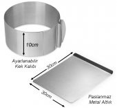 Narkalıp  Ayarlanabilir  10 cm Yuvarlak Kek Pasta  Kalıbı Çemberi ve Metal Altlık - 1