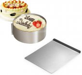 Narkalıp  Ayarlanabilir  10 cm Yuvarlak Kek Pasta  Kalıbı Çemberi ve Metal Altlık - 2