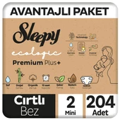 Sleepy Ecologic Premium Plus Avantajlı Paket Bebek Bezi 2 Numara Mini 204 Adet thumbnail 1