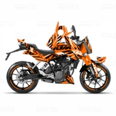 KTM Duke 200 Xtreme Lines Design Sticker Set Turuncu-Siyah-Beyaz (2011-2016) - 1