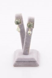 Prehnite Doğal Taş Gold Renkli Küpe - 2