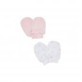 F&F Minik Pamuk Eller Eldiven 2 Çift Pembe Yenidoğan Bebek Eldiveni - 1