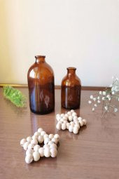 Dekoratif Amber Cam Vazo ve Ahşap Yıldız Seti - 2