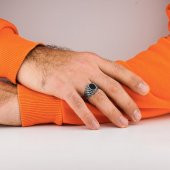 Siyah Oniks Taşlı Desenli 925 Ayar Gümüş Yüzük thumbnail 2