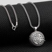 Çift Taraflı Osmanlı Tuğralı Açılabilir 925 Ayar Gümüş Cevşen Kolye thumbnail 1