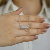 Yusufcuk Tasarımlı Beyaz Zirkon Taşlı 925 Ayar Gümüş Kadın Kolye thumbnail 1