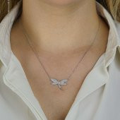 Yusufcuk Tasarımlı Beyaz Zirkon Taşlı 925 Ayar Gümüş Kadın Kolye thumbnail 2