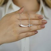 Zülfikar Kılıç Tasarımlı Beyaz Zirkon Taşlı 925 Ayar Gümüş Kadın Kolye thumbnail 1