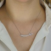 Zülfikar Kılıç Tasarımlı Beyaz Zirkon Taşlı 925 Ayar Gümüş Kadın Kolye thumbnail 2