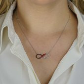 Uğur Böceği Motifli Sonsuzluk Tasarımlı 925 Ayar Gümüş Kadın Kolye thumbnail 2