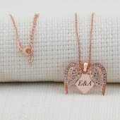 Kelebek Kalp Tasarımlı İsim Yazılabilir 925 Ayar Gümüş Kadın Kolye Rose thumbnail 5