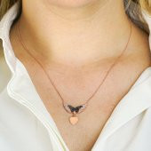 Melek Kanadı Tasarımlı Kalp Detaylı 925 Ayar Gümüş Kadın Kolye thumbnail 2