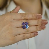 Dört Yapraklı Yonca Tasarımlı 925 Ayar Gümüş Kadın Kolye Rose thumbnail 1