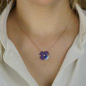 Dört Yapraklı Yonca Tasarımlı 925 Ayar Gümüş Kadın Kolye Rose thumbnail 2