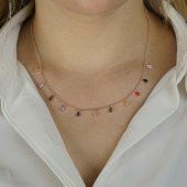 Renkli Zirkon Taşlı 925 Ayar Gümüş Kadın Kolye thumbnail 2