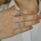 Nazar Boncuğu Tasarımlı 925 Ayar Gümüş Şans Kolyesi Rose thumbnail 1