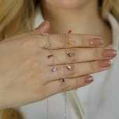 Renkli Zirkon Taşlı 925 Ayar Gümüş Kadın Kolye thumbnail 1