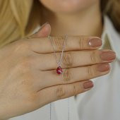 Kırmızı Damla Zirkon Taşlı Kadın Kolye thumbnail 1