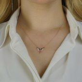 Melek Tasarımlı 925 Ayar Gümüş Kadın Kolye Rose thumbnail 2