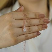 Baget Taşlı 925 Ayar Gümüş Kadın Kolye Rose thumbnail 1