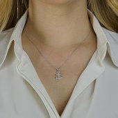 Çapa Tasarımlı Beyaz Zirkon Taşlı 925 Ayar Gümüş Kadın Kolye thumbnail 2