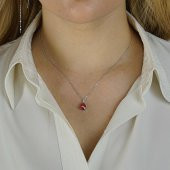 Kırmızı Damla Zirkon Taşlı Kadın Kolye thumbnail 2