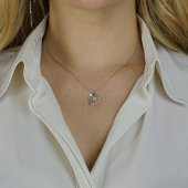 Kalp İçerisinde Papatya Tasarımlı 925 Ayar Gümüş Kadın Kolye thumbnail 2