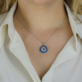 İsim Harf Yazılabilen Açılır Kapanır Nazar Tasarımlı 925 Ayar Gümüş Kadın Kolye thumbnail 3