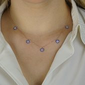 Nazar Boncuğu Tasarımlı 925 Ayar Gümüş Şans Kolyesi Rose thumbnail 2