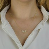 Melek Tasarımlı Altın Kaplamalı Zirkon Taşlı 925 Ayar Gümüş Kadın Kolye thumbnail 2