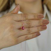 Damla Tasarımlı Kırmızı Zirkon Taşlı 925 Ayar Gümüş Kadın Kolye thumbnail 1