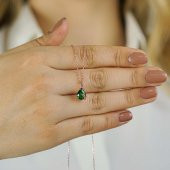 Damla Tasarımlı Zümrüt Yeşili Zirkon Taşlı 925 Ayar Gümüş Kadın Kolye Rose thumbnail 1