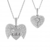 Kalp Tasarımlı İsim Harf Yazılabilir Açılıp Kapanabilir 925 Ayar Gümüş Kadın Kolye thumbnail 1